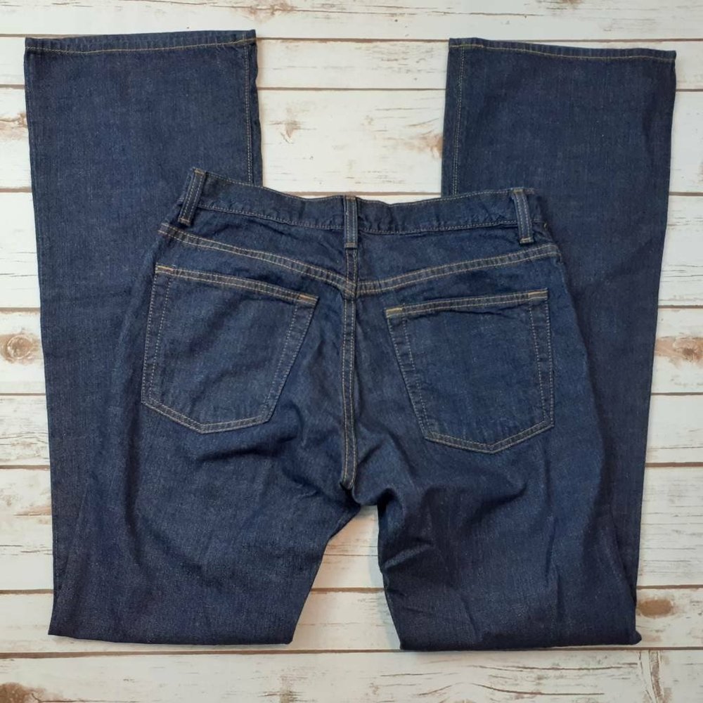 Gap Women's Low Rise Flare Leg Jeans Blue 100% Cotton Dark Wash 5 Pocket Denim 4 - Picture 2 of 8